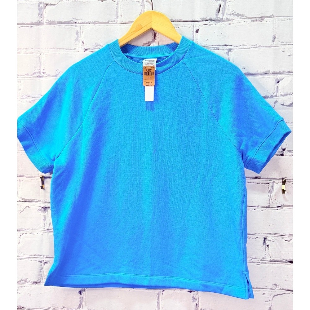 PINK Victoria's Secret Sweatshirt Women S Turquoise Short Sleeve Raglan Preppy